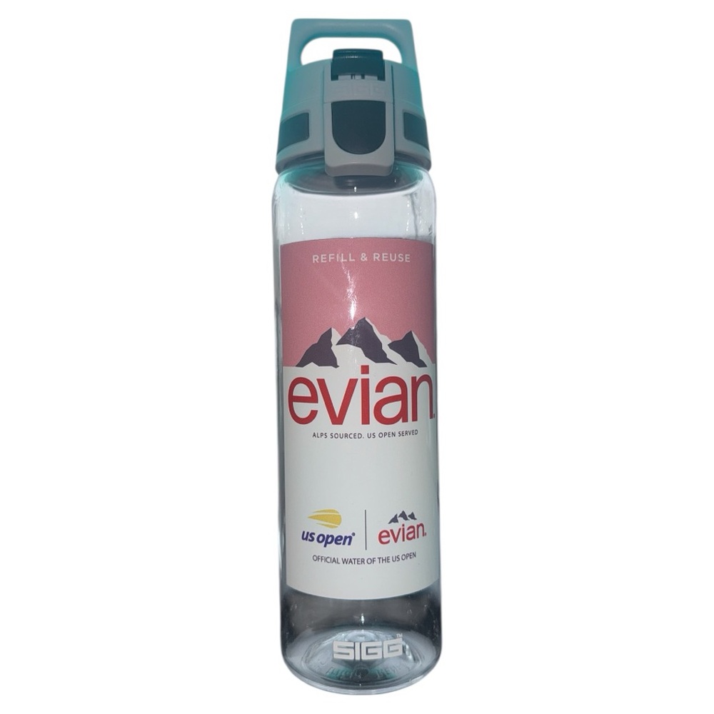 Evian US Open limited edition refillable water bottle made by SIGG.